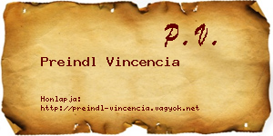 Preindl Vincencia névjegykártya